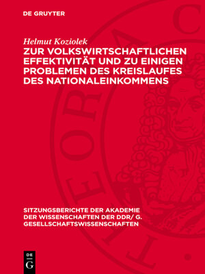 cover image of Zur volkswirtschaftlichen Effektivität und zu einigen Problemen des Kreislaufes des Nationaleinkommens